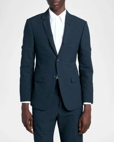 Thom Browne Men's Wool Seersucker Single-Breasted Sport Coat | Thumbnail 4 Thom Browne Men's Wool Seersucker Single-Breasted Sport Coat | Thumbnail 4