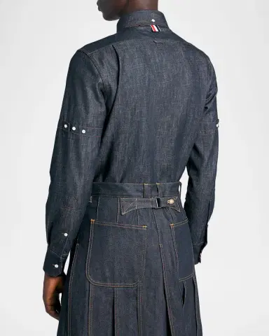 Thom Browne Men's Selvedge Denim Button-Down Shirt | Thumbnail 3 Thom Browne Men's Selvedge Denim Button-Down Shirt | Thumbnail 3