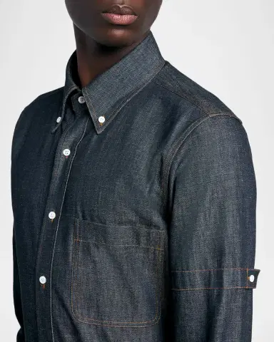 Thom Browne Men's Selvedge Denim Button-Down Shirt | Thumbnail 5 Thom Browne Men's Selvedge Denim Button-Down Shirt | Thumbnail 5