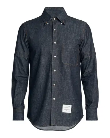 Thom Browne Men's Selvedge Denim Button-Down Shirt | Thumbnail 1 Thom Browne Men's Selvedge Denim Button-Down Shirt | Thumbnail 1