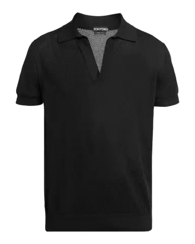 Tom Ford Men's Cotton Silk Mesh Polo | Thumbnail 1 Tom Ford Men's Cotton Silk Mesh Polo | Thumbnail 1