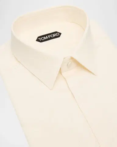 TOM FORD Men's Tonal Polka Dot Lyocell Dress Shirt | Thumbnail 2 TOM FORD Men's Tonal Polka Dot Lyocell Dress Shirt | Thumbnail 2