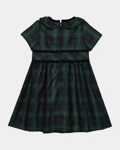 Florence Eiseman Girl 's Neck-Ruffle Plaid Dress, Size 2T-X | Thumbnail 2 Florence Eiseman Girl 's Neck-Ruffle Plaid Dress, Size 2T-X | Thumbnail 2