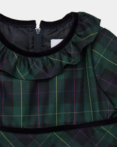 Florence Eiseman Girl 's Neck-Ruffle Plaid Dress, Size 2T-X | Thumbnail 3 Florence Eiseman Girl 's Neck-Ruffle Plaid Dress, Size 2T-X | Thumbnail 3