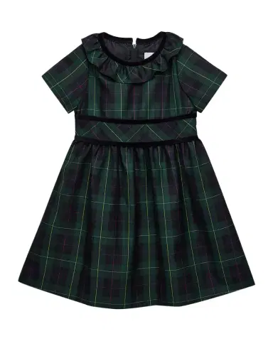 Florence Eiseman Girl 's Neck-Ruffle Plaid Dress, Size 2T-X | Thumbnail 1 Florence Eiseman Girl 's Neck-Ruffle Plaid Dress, Size 2T-X | Thumbnail 1