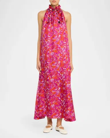 Max Mara Shell-Print Trapeze Silk Maxi Dress | Thumbnail 2 Max Mara Shell-Print Trapeze Silk Maxi Dress | Thumbnail 2
