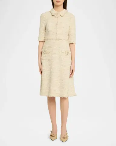 Rickie Freeman for Teri Jon Fringe-Trim Metallic Tweed Dress | Thumbnail 2 Rickie Freeman for Teri Jon Fringe-Trim Metallic Tweed Dress | Thumbnail 2
