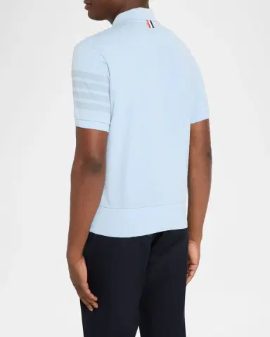 Thom Browne Men's Garment Dyed Jersey 4-Bar Polo Shirt | Thumbnail 3 Thom Browne Men's Garment Dyed Jersey 4-Bar Polo Shirt | Thumbnail 3