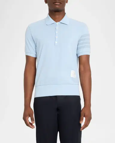Thom Browne Men's Garment Dyed Jersey 4-Bar Polo Shirt | Thumbnail 4 Thom Browne Men's Garment Dyed Jersey 4-Bar Polo Shirt | Thumbnail 4