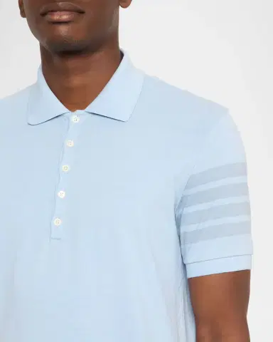 Thom Browne Men's Garment Dyed Jersey 4-Bar Polo Shirt | Thumbnail 5 Thom Browne Men's Garment Dyed Jersey 4-Bar Polo Shirt | Thumbnail 5