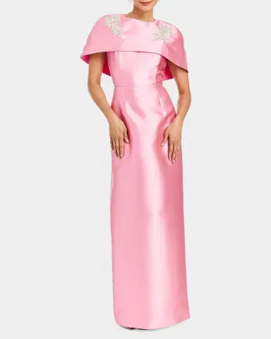 Mestiza New York Eve Embellished Capelet Silk Twill Gown | Thumbnail 2 Mestiza New York Eve Embellished Capelet Silk Twill Gown | Thumbnail 2