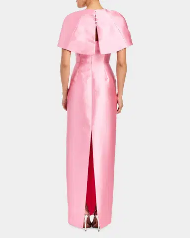 Mestiza New York Eve Embellished Capelet Silk Twill Gown | Thumbnail 3 Mestiza New York Eve Embellished Capelet Silk Twill Gown | Thumbnail 3