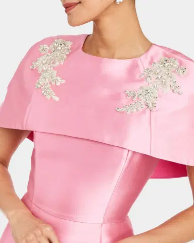 Mestiza New York Eve Embellished Capelet Silk Twill Gown | Thumbnail 5 Mestiza New York Eve Embellished Capelet Silk Twill Gown | Thumbnail 5