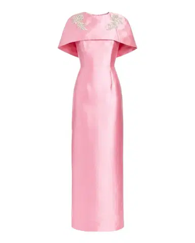 Mestiza New York Eve Embellished Capelet Silk Twill Gown | Thumbnail 1 Mestiza New York Eve Embellished Capelet Silk Twill Gown | Thumbnail 1