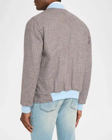Kiton Men's Houndstooth Check Wool and Silk Blouson | Thumbnail 3 Kiton Men's Houndstooth Check Wool and Silk Blouson | Thumbnail 3