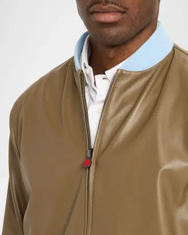 Kiton Men's Houndstooth Check Wool and Silk Blouson | Thumbnail 5 Kiton Men's Houndstooth Check Wool and Silk Blouson | Thumbnail 5
