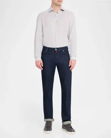 Kiton Men's Solid Linen Button-Down Shirt with Mother-Of-Pearl | Thumbnail 2 Kiton Men's Solid Linen Button-Down Shirt with Mother-Of-Pearl | Thumbnail 2