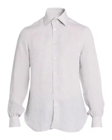 Kiton Men's Solid Linen Button-Down Shirt with Mother-Of-Pearl | Thumbnail 1 Kiton Men's Solid Linen Button-Down Shirt with Mother-Of-Pearl | Thumbnail 1