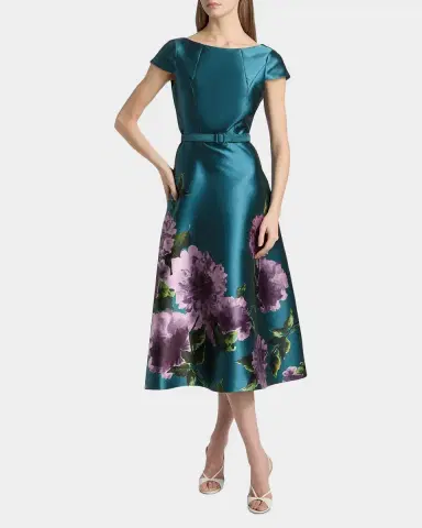 Kay Unger New York Ina Floral-Print Mikado Midi Dress | Thumbnail 2 Kay Unger New York Ina Floral-Print Mikado Midi Dress | Thumbnail 2