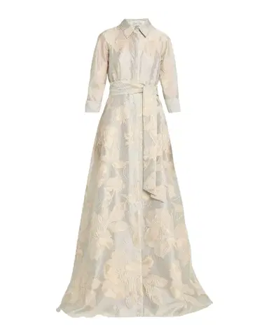 Rickie Freeman for Teri Jon Metallic Floral Jacquard Shirt Gown | Thumbnail 1 Rickie Freeman for Teri Jon Metallic Floral Jacquard Shirt Gown | Thumbnail 1