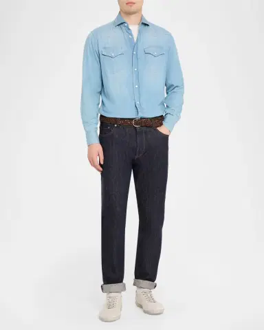 Brunello Cucinelli Men's Suede T-Toe Low-Top Sneakers | Thumbnail 3 Brunello Cucinelli Men's Suede T-Toe Low-Top Sneakers | Thumbnail 3