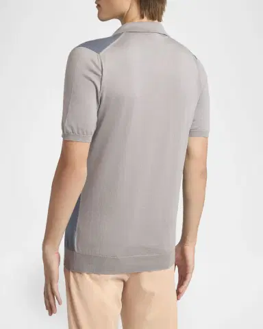 Kiton Men's Cotton Knit Textured-Front Polo Shirt | Thumbnail 3 Kiton Men's Cotton Knit Textured-Front Polo Shirt | Thumbnail 3