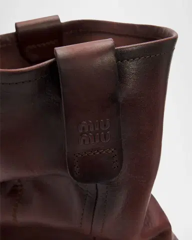 Miu Miu Foule Leather Mid-Calf Boots | Thumbnail 5 Miu Miu Foule Leather Mid-Calf Boots | Thumbnail 5
