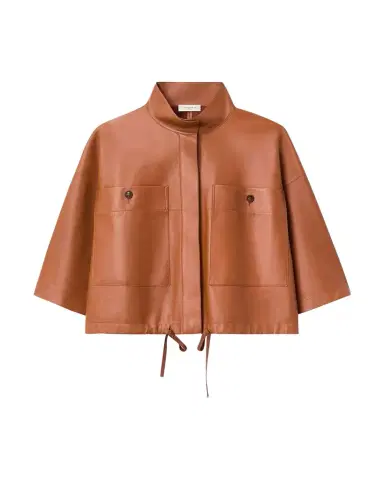 Lafayette 148 New York Oversized Cropped Leather Shirt Jacket | Thumbnail 1 Lafayette 148 New York Oversized Cropped Leather Shirt Jacket | Thumbnail 1