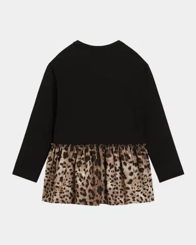 Dolce & Gabbana Girl's Logo-Print Jersey Leopard-Print Dress | Thumbnail 2 Dolce & Gabbana Girl's Logo-Print Jersey Leopard-Print Dress | Thumbnail 2