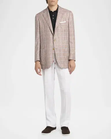 Kiton Men 's Multi-Check Cashmere and Silk Blazer | Thumbnail 2 Kiton Men 's Multi-Check Cashmere and Silk Blazer | Thumbnail 2