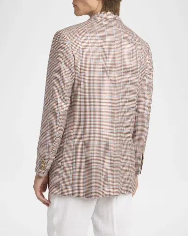 Kiton Men 's Multi-Check Cashmere and Silk Blazer | Thumbnail 3 Kiton Men 's Multi-Check Cashmere and Silk Blazer | Thumbnail 3