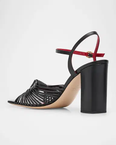 Valentino Garavani 90mm VLogo Anne Leather Block-Heel Sandals | Thumbnail 4 Valentino Garavani 90mm VLogo Anne Leather Block-Heel Sandals | Thumbnail 4