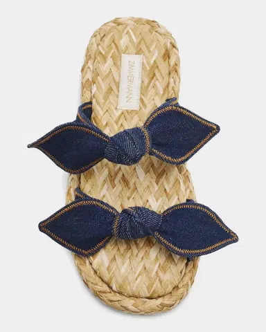 Zimmermann Carousel Denim & Raffia Slides | Thumbnail 4 Zimmermann Carousel Denim & Raffia Slides | Thumbnail 4
