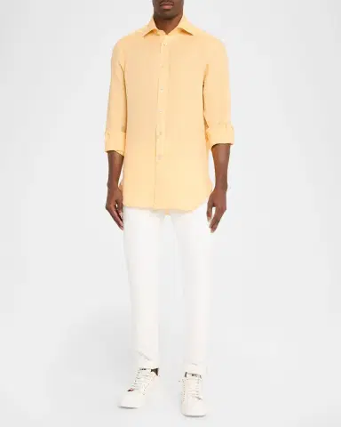 Kiton Men's Linen Button-Down Shirt | Thumbnail 2 Kiton Men's Linen Button-Down Shirt | Thumbnail 2