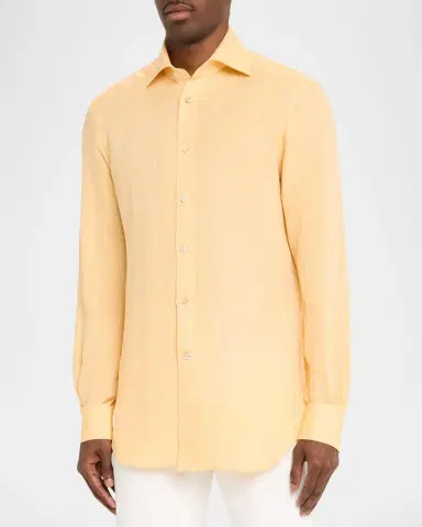 Kiton Men's Linen Button-Down Shirt | Thumbnail 4 Kiton Men's Linen Button-Down Shirt | Thumbnail 4