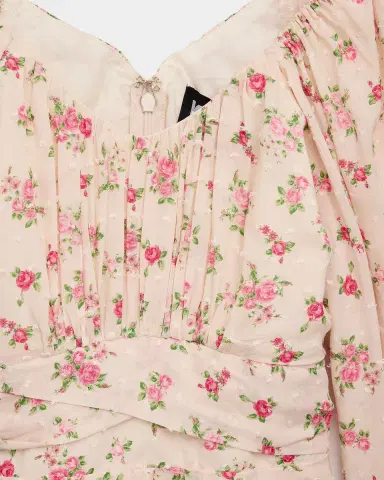 KatieJ NYC Girl's Swiss Dot Floral Puff-Sleeve Dress, Size S-XL | Thumbnail 3 KatieJ NYC Girl's Swiss Dot Floral Puff-Sleeve Dress, Size S-XL | Thumbnail 3