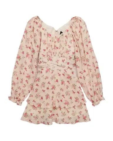 KatieJ NYC Girl's Swiss Dot Floral Puff-Sleeve Dress, Size S-XL | Thumbnail 1 KatieJ NYC Girl's Swiss Dot Floral Puff-Sleeve Dress, Size S-XL | Thumbnail 1