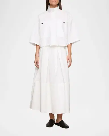 Lafayette 148 New York Pleated Organic Cotton Poplin Midi Skirt | Thumbnail 2 Lafayette 148 New York Pleated Organic Cotton Poplin Midi Skirt | Thumbnail 2