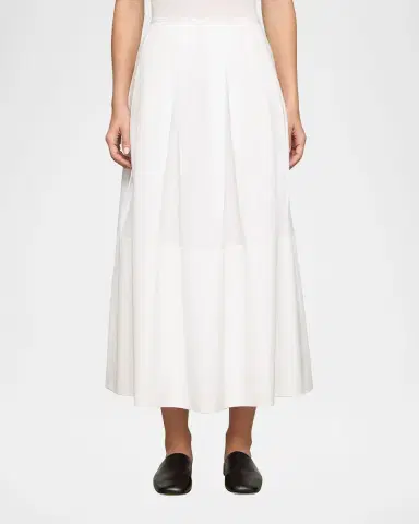 Lafayette 148 New York Pleated Organic Cotton Poplin Midi Skirt | Thumbnail 4 Lafayette 148 New York Pleated Organic Cotton Poplin Midi Skirt | Thumbnail 4