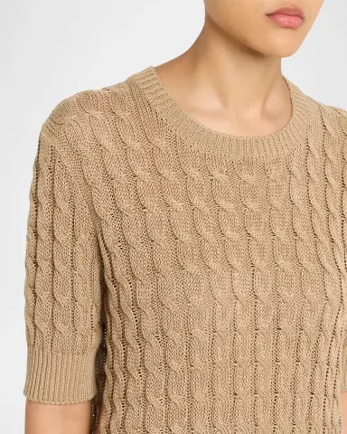 Max Mara Linen Cable-Knit Short-Sleeve Sweater | Thumbnail 5 Max Mara Linen Cable-Knit Short-Sleeve Sweater | Thumbnail 5
