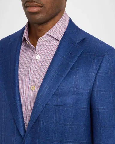 Kiton Men's Wool and Silk Tonal Plaid Sport Coat | Thumbnail 5 Kiton Men's Wool and Silk Tonal Plaid Sport Coat | Thumbnail 5