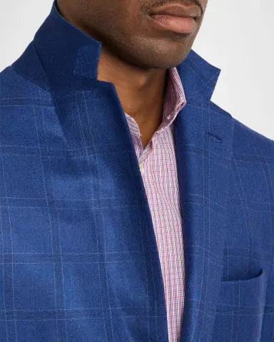 Kiton Men's Wool and Silk Tonal Plaid Sport Coat | Thumbnail 7 Kiton Men's Wool and Silk Tonal Plaid Sport Coat | Thumbnail 7