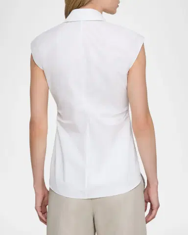 Lafayette 148 New York Pleated-Front Organic Cotton Poplin Shirt | Thumbnail 2 Lafayette 148 New York Pleated-Front Organic Cotton Poplin Shirt | Thumbnail 2