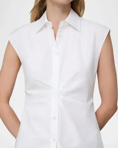 Lafayette 148 New York Pleated-Front Organic Cotton Poplin Shirt | Thumbnail 4 Lafayette 148 New York Pleated-Front Organic Cotton Poplin Shirt | Thumbnail 4