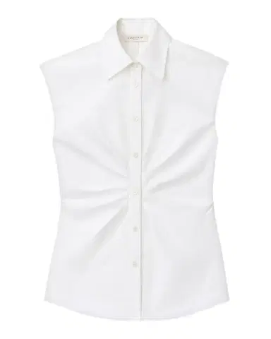 Lafayette 148 New York Pleated-Front Organic Cotton Poplin Shirt | Thumbnail 1 Lafayette 148 New York Pleated-Front Organic Cotton Poplin Shirt | Thumbnail 1