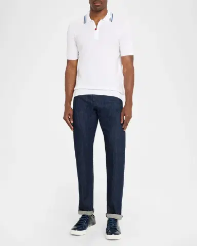 Kiton Men's Half-Zip Cotton Textured Polo Sweater | Thumbnail 2 Kiton Men's Half-Zip Cotton Textured Polo Sweater | Thumbnail 2