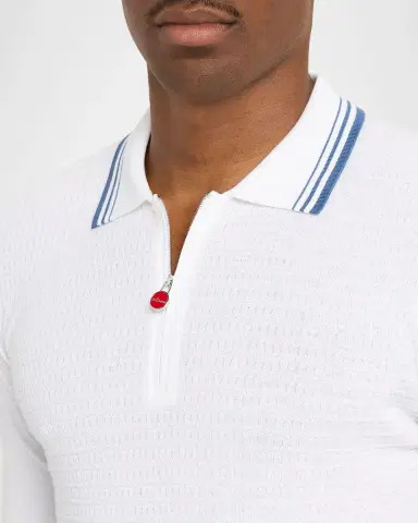 Kiton Men's Half-Zip Cotton Textured Polo Sweater | Thumbnail 5 Kiton Men's Half-Zip Cotton Textured Polo Sweater | Thumbnail 5