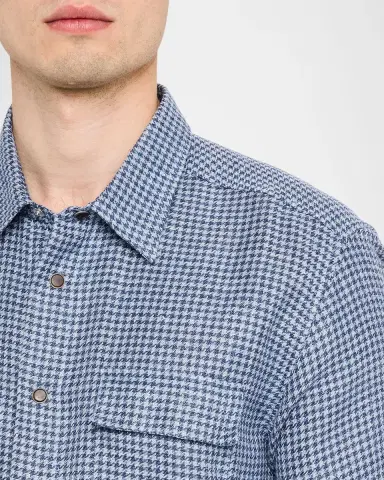 Kiton Men's Houndstooth Linen Blend Overshirt | Thumbnail 5 Kiton Men's Houndstooth Linen Blend Overshirt | Thumbnail 5