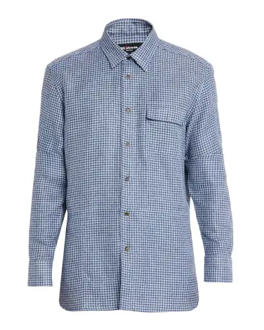 Kiton Men's Houndstooth Linen Blend Overshirt | Thumbnail 1 Kiton Men's Houndstooth Linen Blend Overshirt | Thumbnail 1