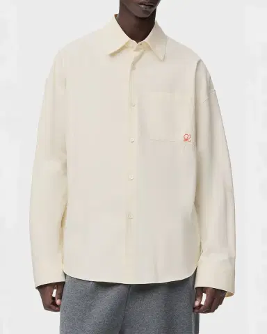 LOEWE Men's Embroidered Anagram Pocket Button-Down Shirt | Thumbnail 4 LOEWE Men's Embroidered Anagram Pocket Button-Down Shirt | Thumbnail 4